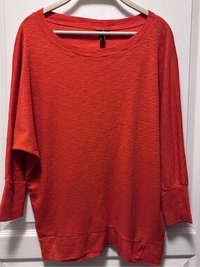 Cynthia Rowley Burnt Orange bat wing cotton modal top size large stretch